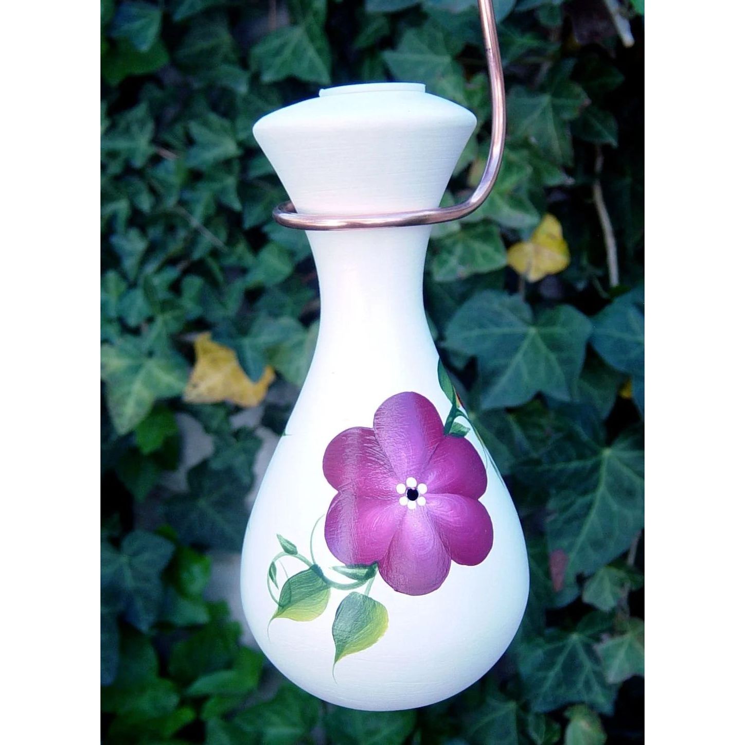 Ceramic Hummingbird Feeder Raindrop Garnet Posy